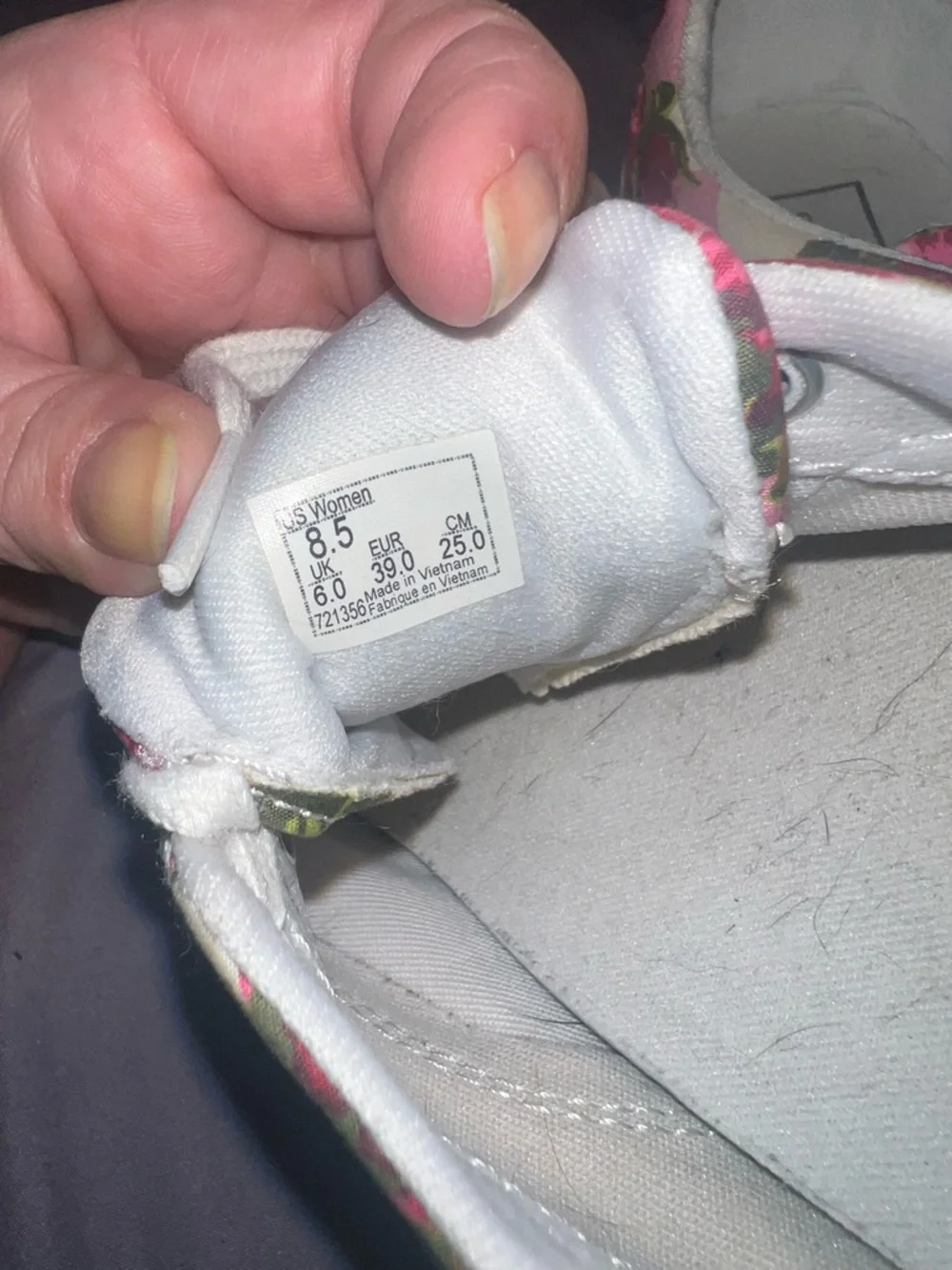 Vans Low Top Floral Checkerboard Sneakers - Pink, Red & Green - Picture 3 of 4